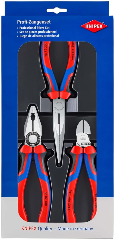 KNIPEX Assembly Set, 3 Parts, 160 to 200 mm, Equipment for on The Move, Pliers Set, Tool Set, 00 20 11