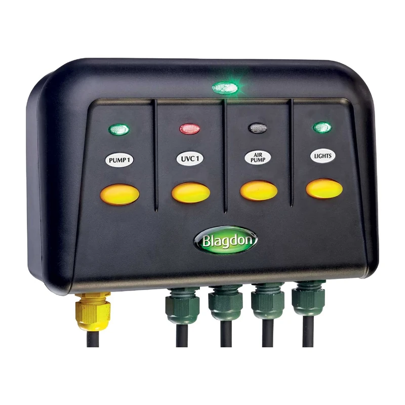 Blagdon 1040228 Powersafe Garden & Pond Safe Weatherproof Electrical Switch Box, 4 Outlet, Black