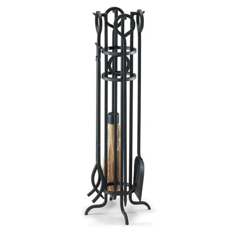 NAPA FORGE Pilgrim Home and Hearth 19004 Arts and Crafts Fireplace Tool Set, Black, Iron, 29″, 16 lbs