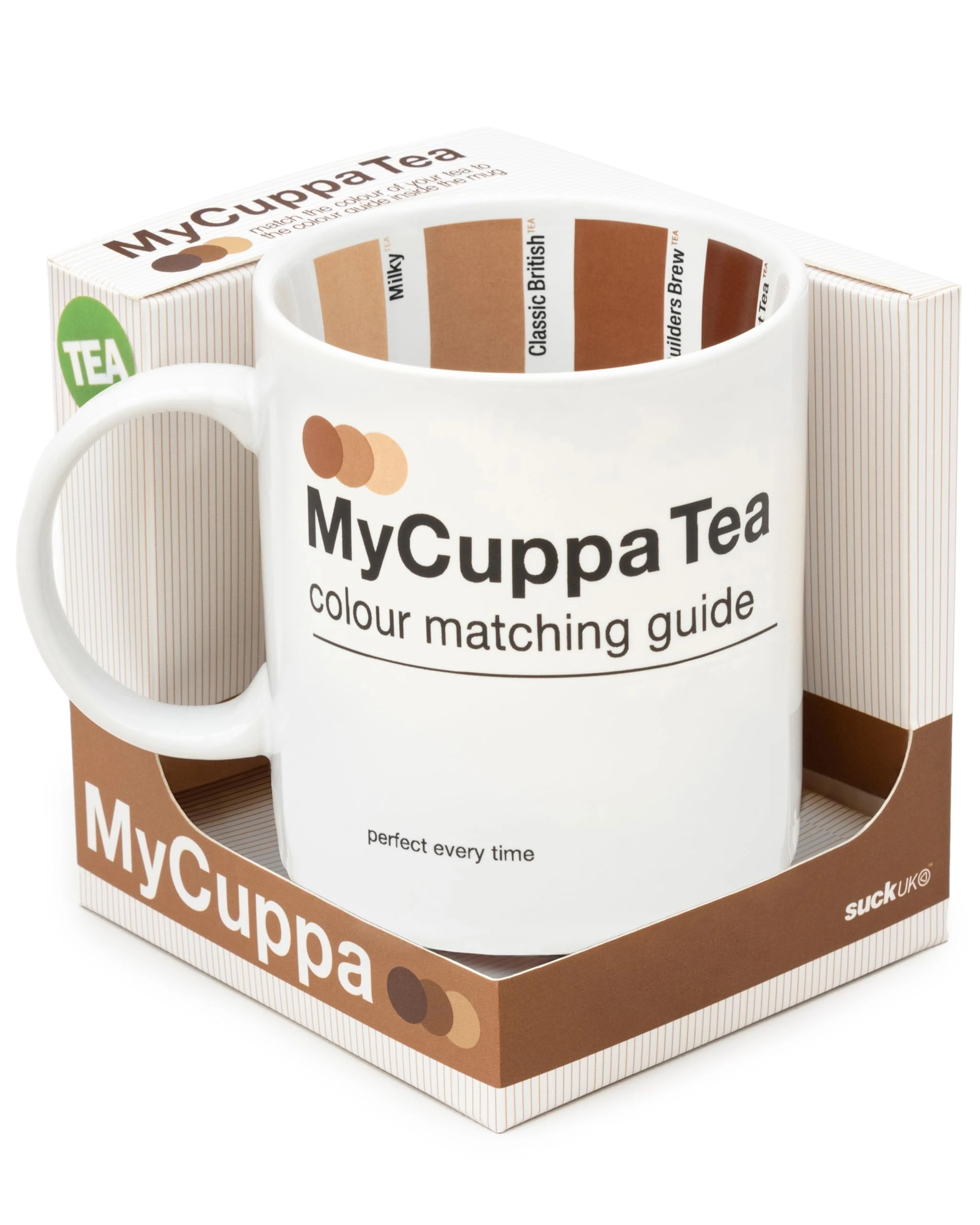 Suck UK My Cuppa Tea Mug | Tea Lover Gifts | Novelty Cups for Women | Colour Guide Mugs for Men & Women | Colour Chart Large Cup Office Accessories | Retro Kitchen Gifts | Microwave Safe | Funny Mug
