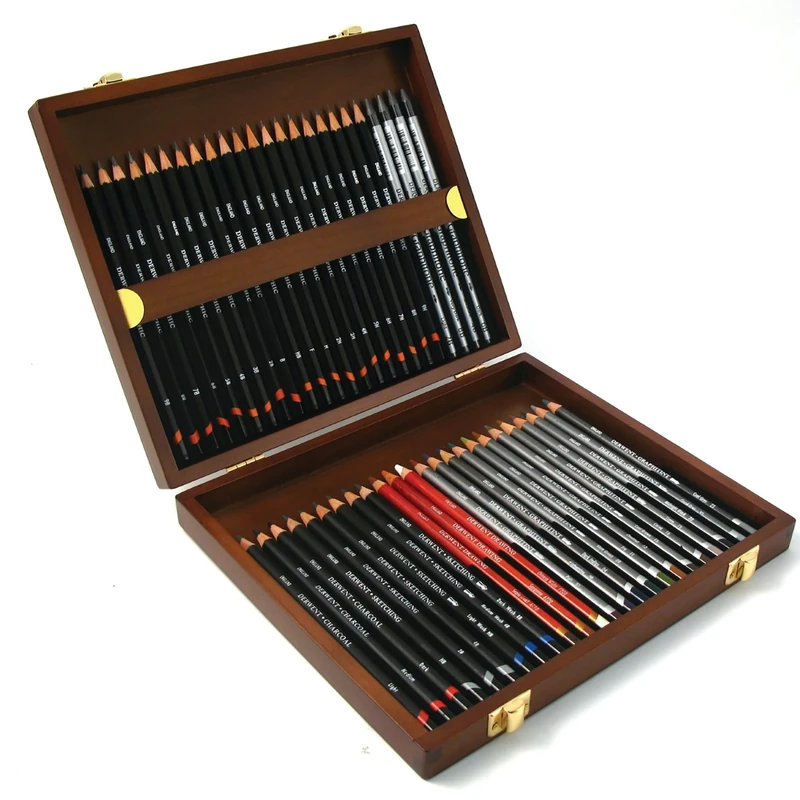 Derwent Sketching Collection, Drawing & Writing, Set Of 48 Pencils In A Wooden Gift Box, Ideal For Sketching, Professional Quality, 0700759