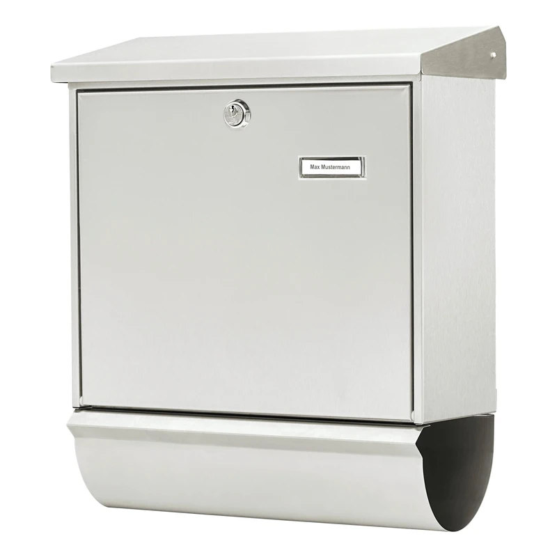 BURG-WÄCHTER Letterbox Set with Integrated Newspaper Compartment, A4 Throw-in Format, Stainless Steel, Comfort-Set 39130 Ni