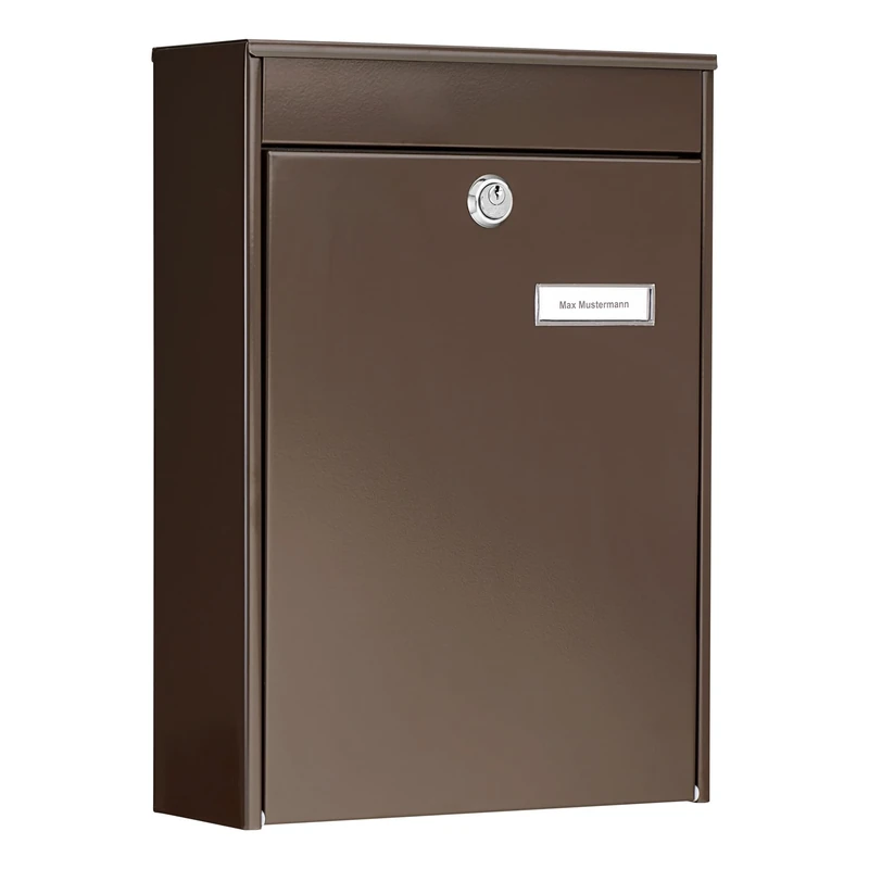 BURG-WÄCHTER, Group Mailbox, A4 Letter Slot, Galvanized Steel, Leipzig 777 W, Brown