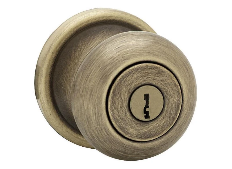 Kwikset Juno Entry Knob Featuring SmartKey in Antique Brass