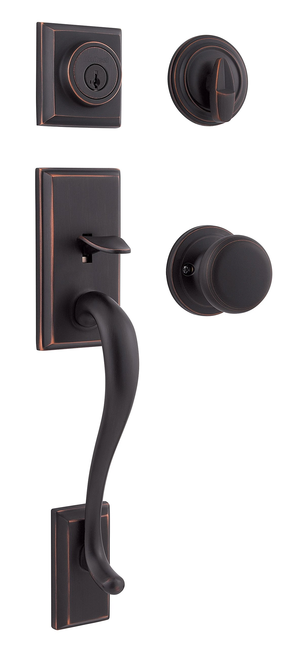 Kwikset Hawthorne Single Cylinder Handleset w/Juno Knob Featuring SmartKey in Venetian Bronze