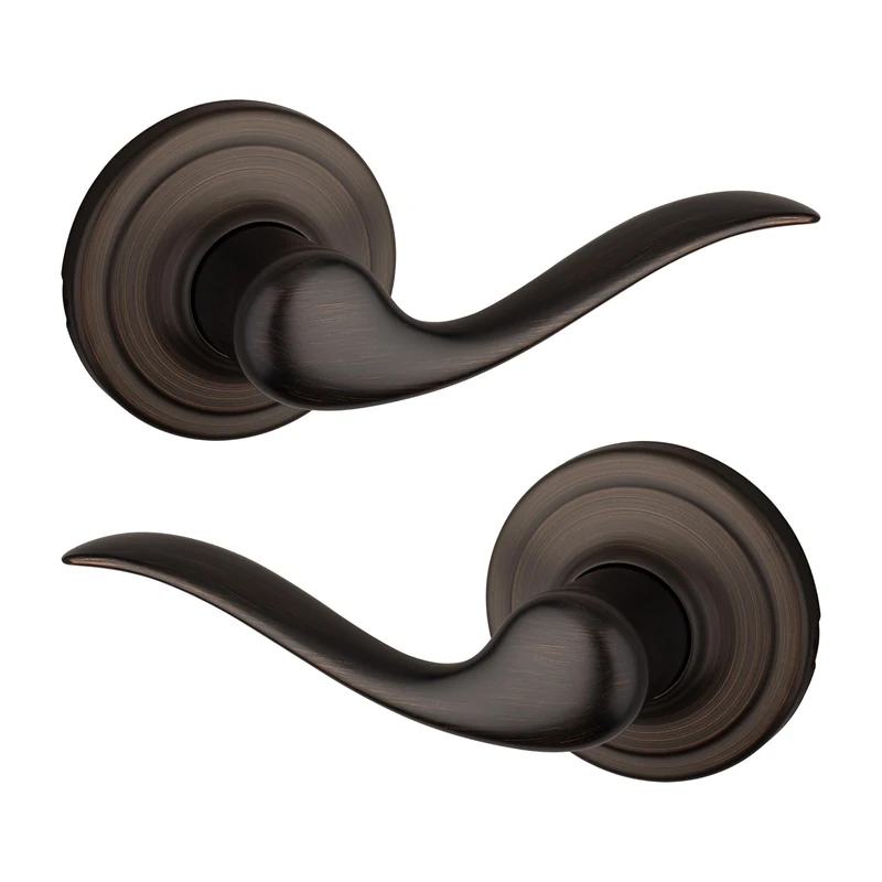 Kwikset Tustin Interior Passage Door Handle, Lever for Closet and Hallway Doors, Reversible Non-Locking Handle Lever, Venetian Bronze, with Microban Protection