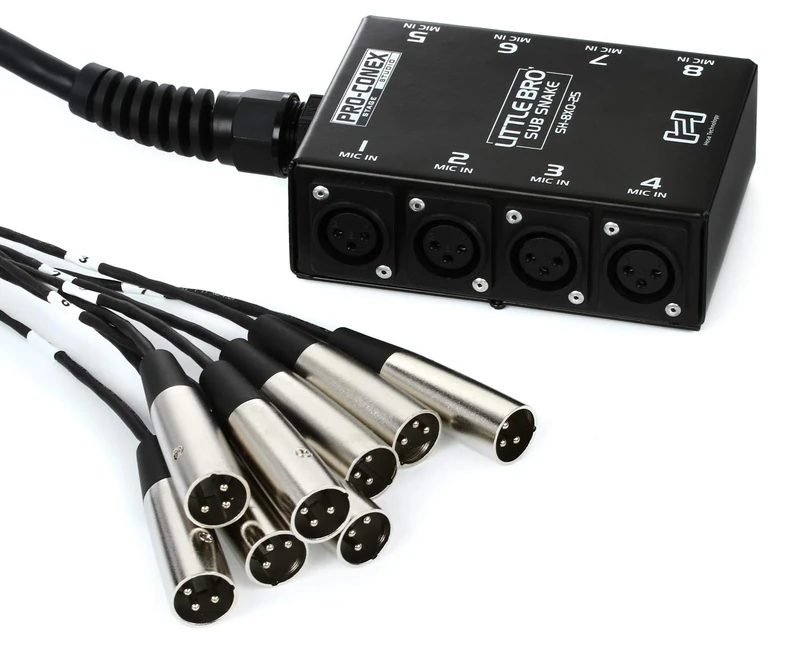 Hosa ProConex Little Bro' Sub Snakes XLR x 8 - (25 Feet) (Black) (8 Channel)