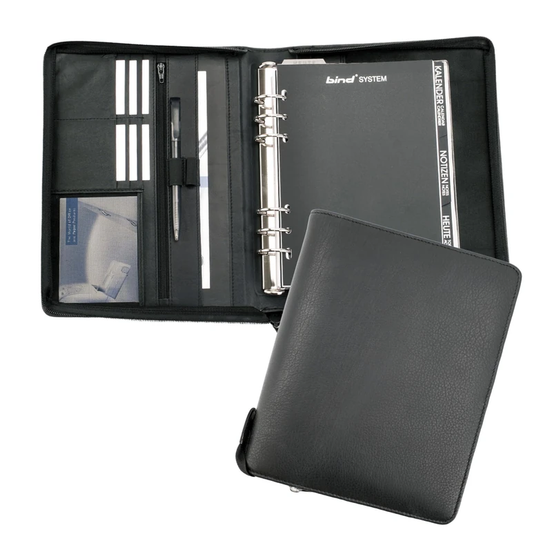 Bind T 3 - Personal Planner A5 With Zipper, Nappa Leather, Black