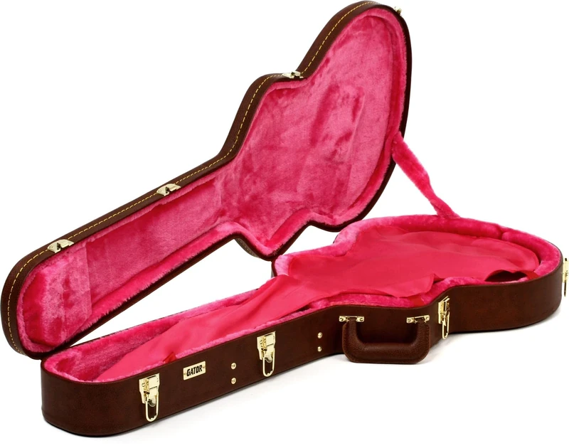 Gator GW-335-BROWN Semi-Hollow Guitar Deluxe Wood Case, Brown