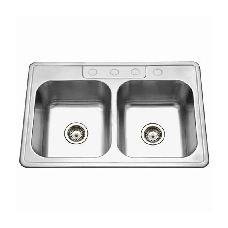 Houzer 3322-9BS4-1 Glowtone Double Bowl Drop-in Stainless Steel Sink, 33-by-22-by-9-Inch by HOUZER
