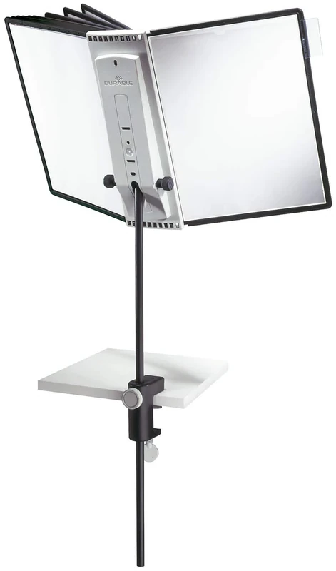 Durable SHERPA Desk Clamp Display Panel Unit | Includes 10 A4 Panels in Black | Height Can be Adjusted for User