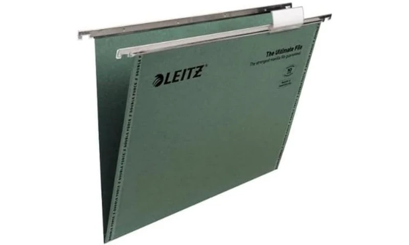 Leitz Ultimate Clenched Bar Suspension File, A4,V-Base, Pack of 50, Tabs Included, Green, Ultimate Range, 17420055