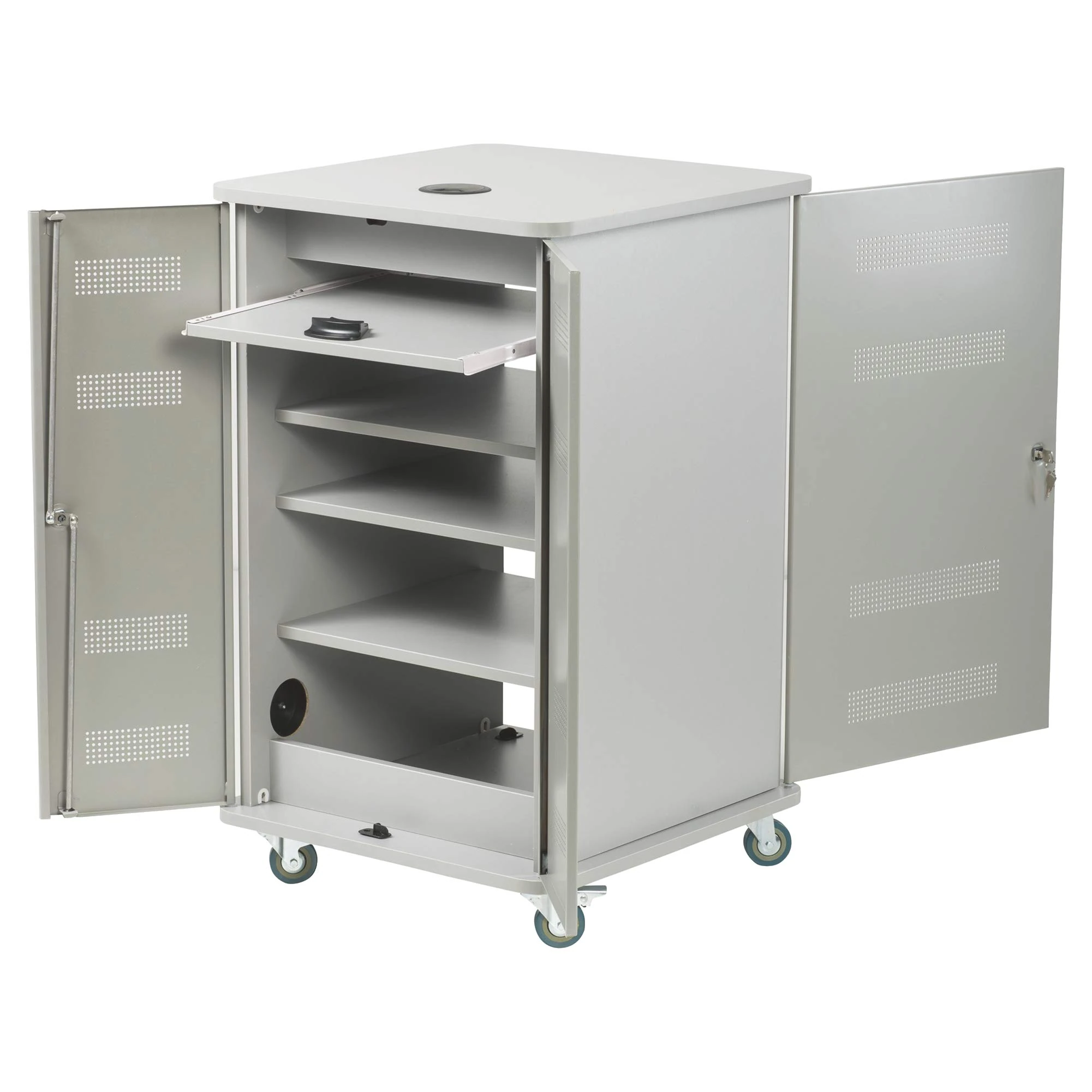 Nobo Mobile Multimedia Projection Trolley with Locking Doors (Grey)