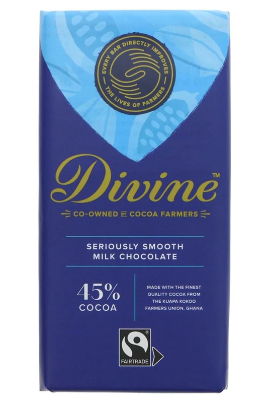 Divine 45% Cocoa Milk Chocolate 90g Bar – Fairtrade Milk Chocolate – Rich & Smooth Cocoa – Ethical Premium Chocolate