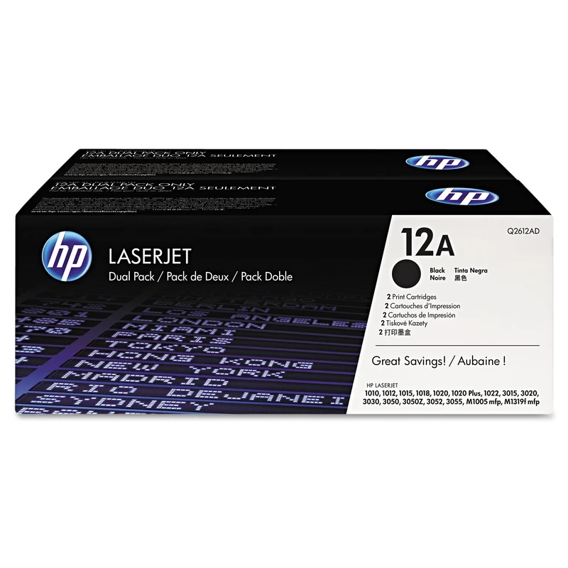 HP Q2612AD 12A Original LaserJet Toner Cartridges, Black, Multipack