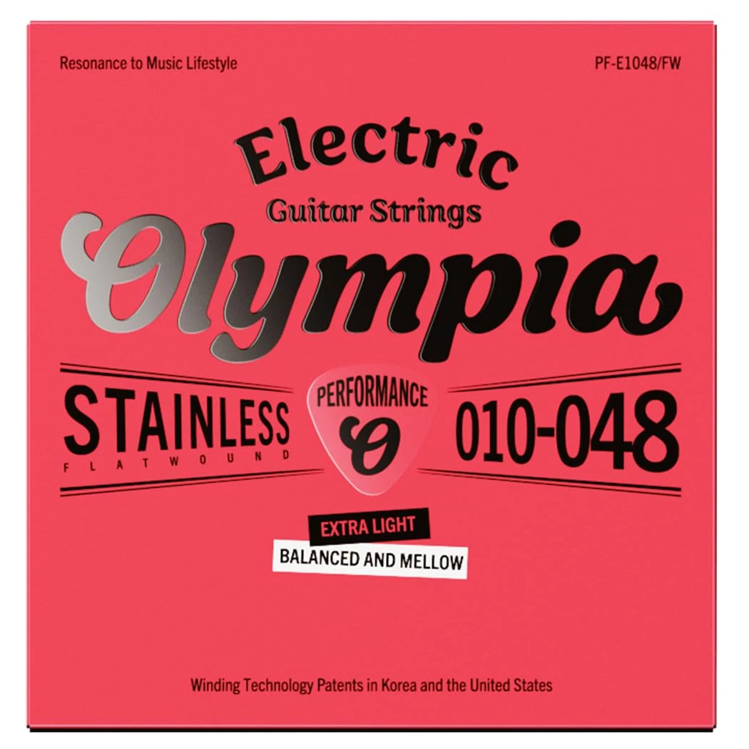 Olympia stainless steel flatwound electric guitar strings 10-48 gauge