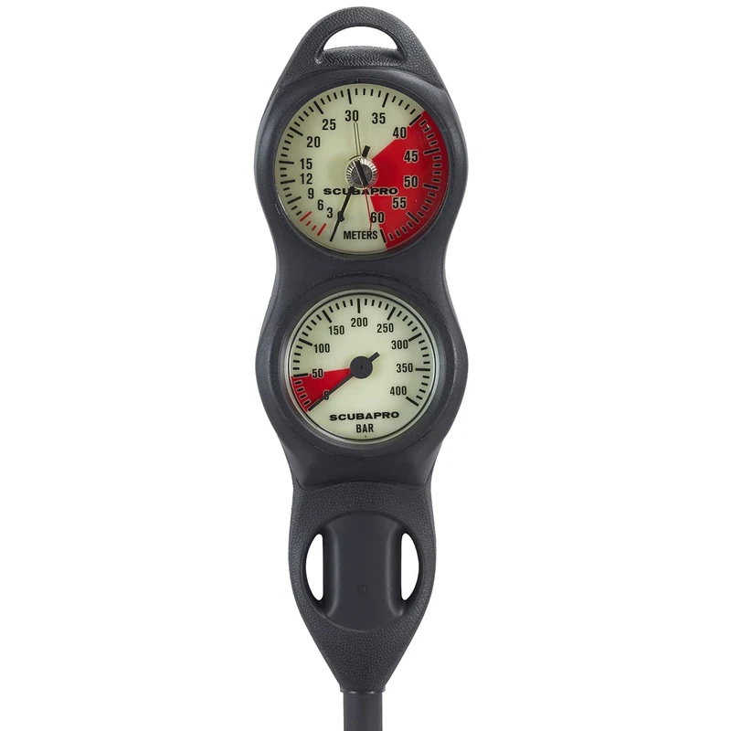 SCUBAPRO 2-Gauge U-Line Diving Console with Pressure Gauge and Depth Gauge, Metric Display, Plastic