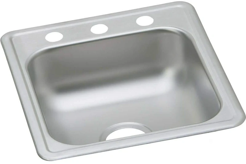 Elkay Dayton D117193 Single Bowl Drop-in Stainless Steel Bar Sink Top Mount, 3 Hole