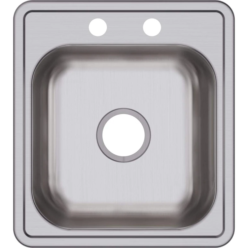Elkay D117192 Dayton Single Bowl Top Mount Stainless Steel Bar Sink, Satin, 2 Hole - Image 1