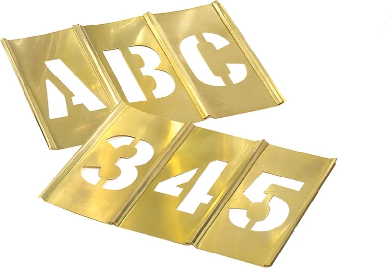 C H Hanson 10073 3-inch Letters/ Numbers Brass Stencils Set (45 Pieces) - Image 1