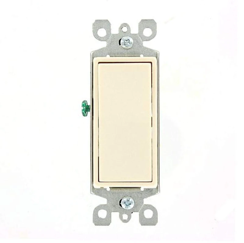 Leviton 5603-2T 15 Amp, 120/277 Volt, Decora Rocker 3-Way AC Quiet Switch, Residential Grade, Grounding, Light Almond