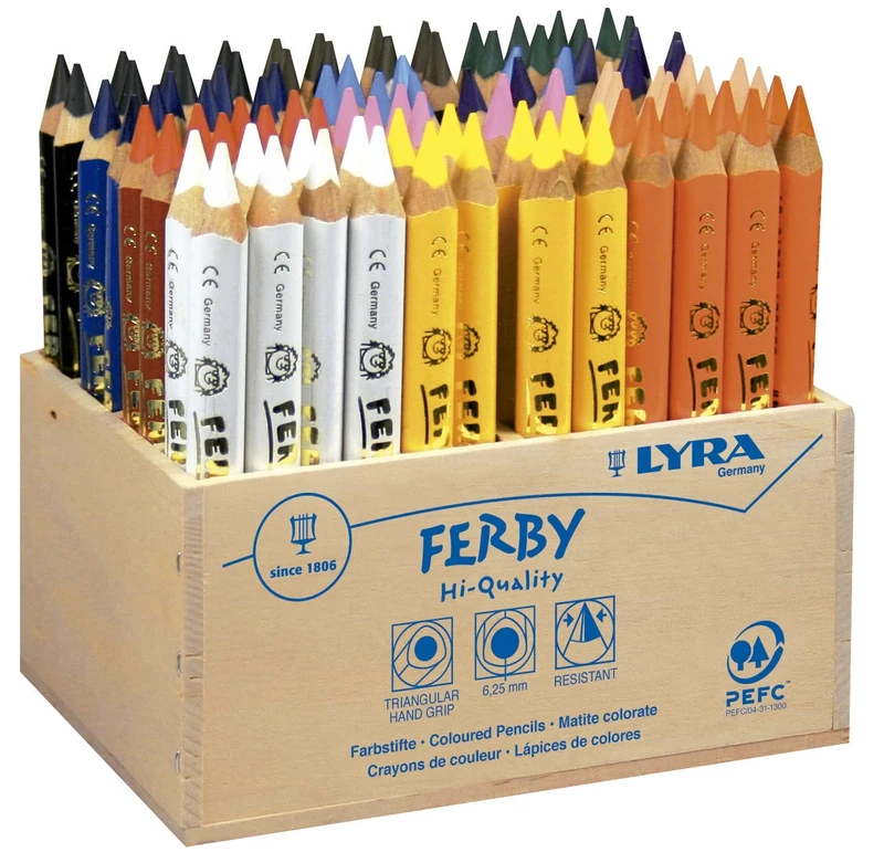 LYRA Ferby Wooden Chunky Coloured Pencils, Schoolpack, 96 Pieces in Assorted Colours, For Children & Schools