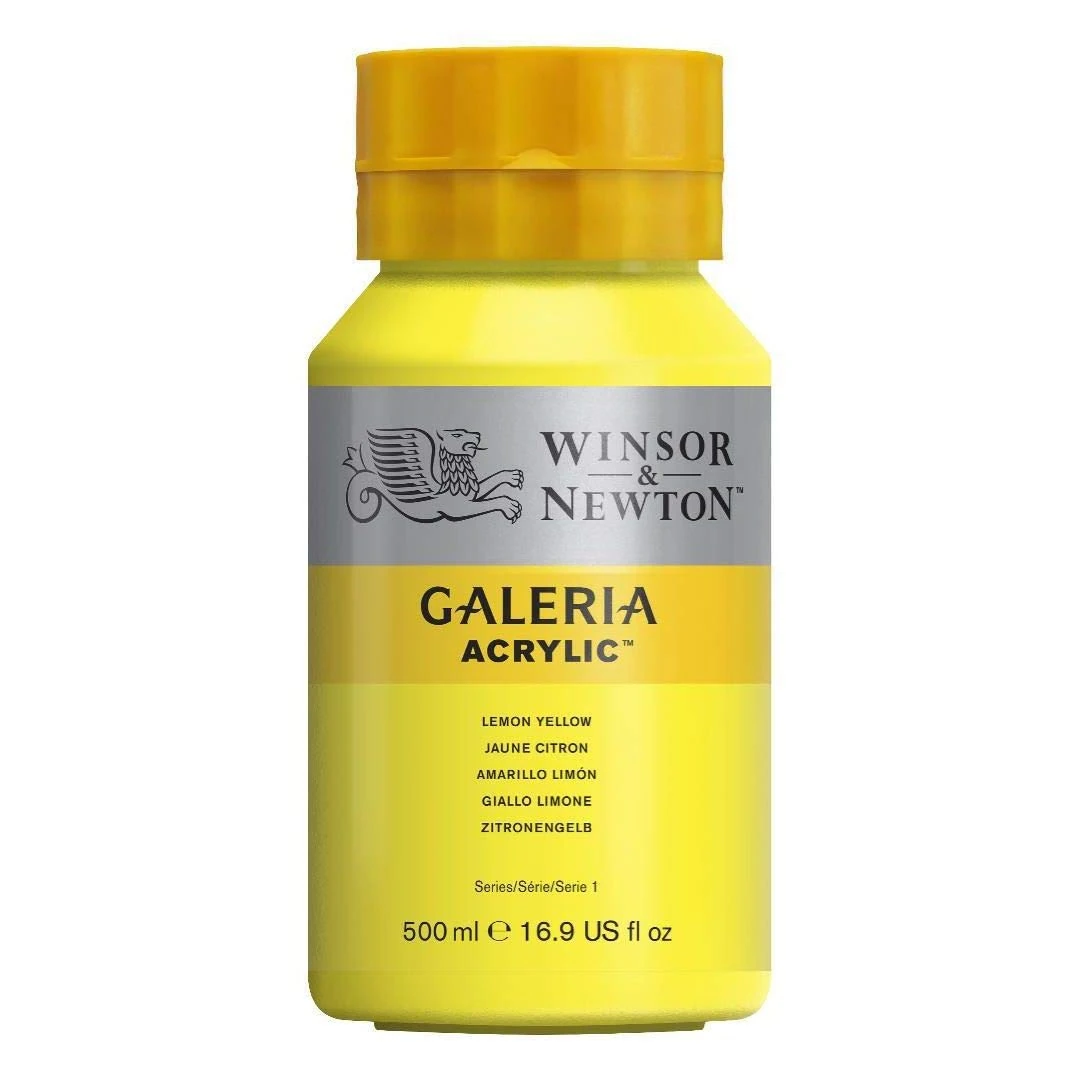 Winsor and Newton Galeria Acrylic Colour 500ml 346 Lemon Yellow (Pot)