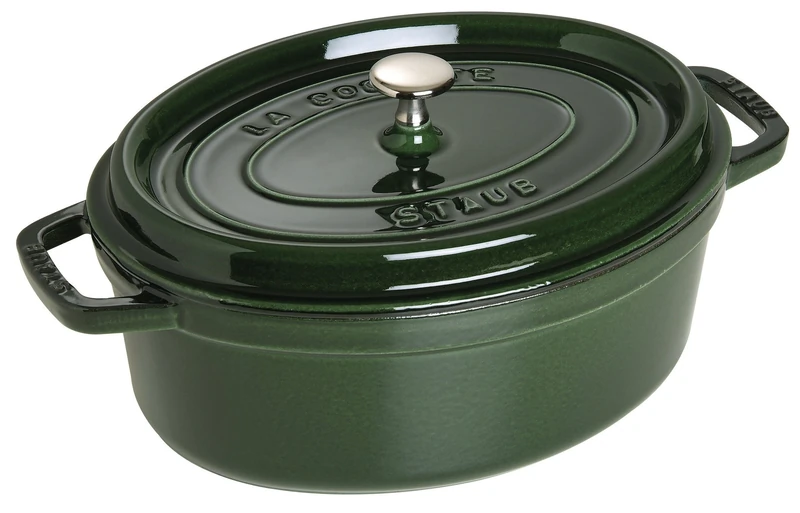 STAUB Cast Iron Roaster/Cocotte, Oval 31 cm, 5.5 L, Basil/Green