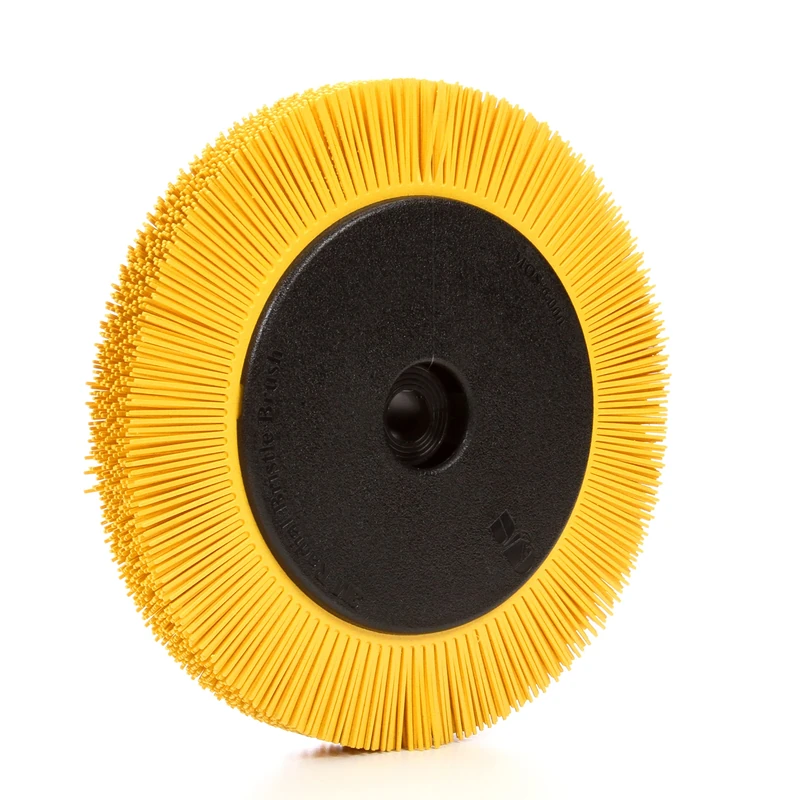 Scotch-Brite(TM) Radial Bristle Brush, Aluminum Oxide, 6000 rpm, 8 Diameter x 1 Width, 80 Grit, Yellow (Pack of 1)