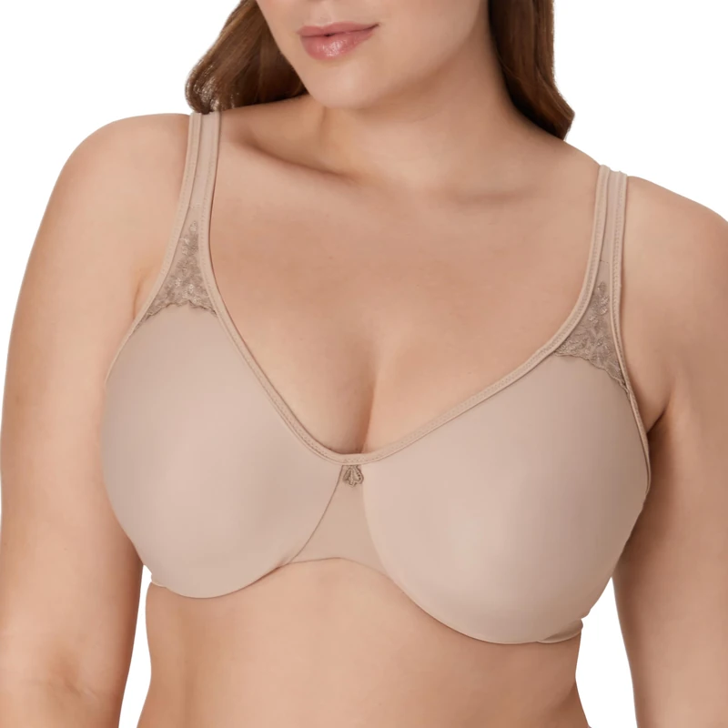Bali Passion for Comfort Minimizer Bra, Full-Coverage Underwire Bra with Seamless Cups, Everyday Bra, No-Bulge Smoothing, Toffee, 42C
