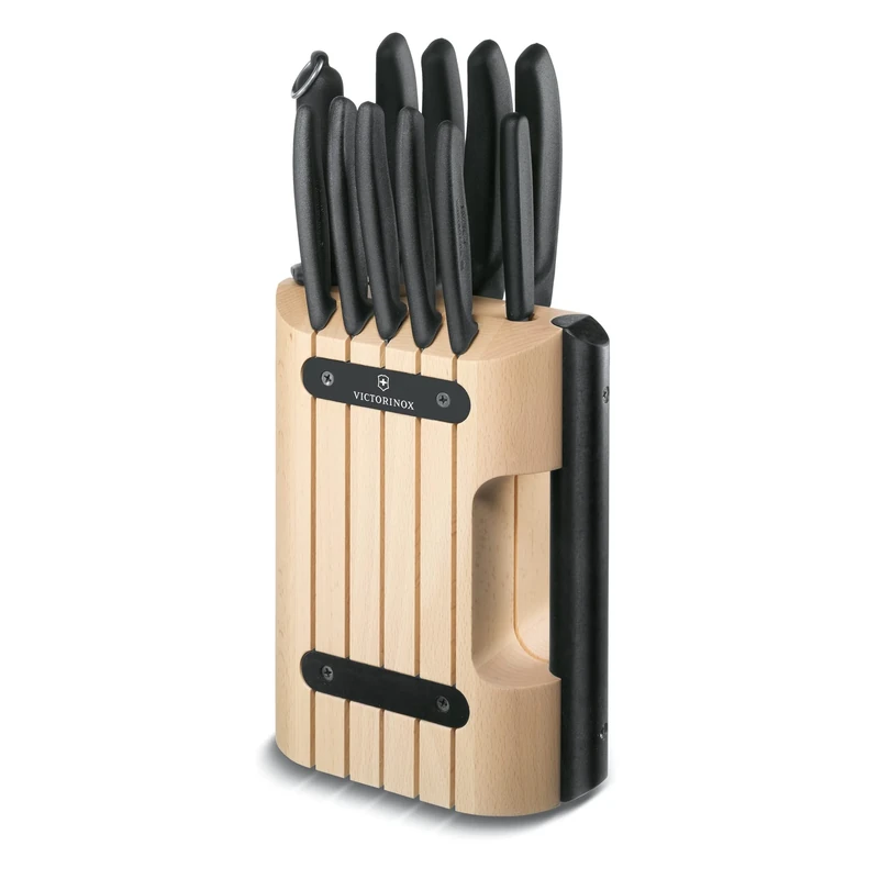 Victorinox Swiss Classic Knife Block, Set of 11, Extra Sharp Knives, Knife Storage, Black