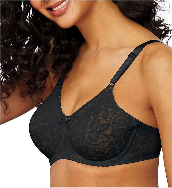 Bali Women's Lace and Smooth Underwire Bra Transparent, Black, 40C