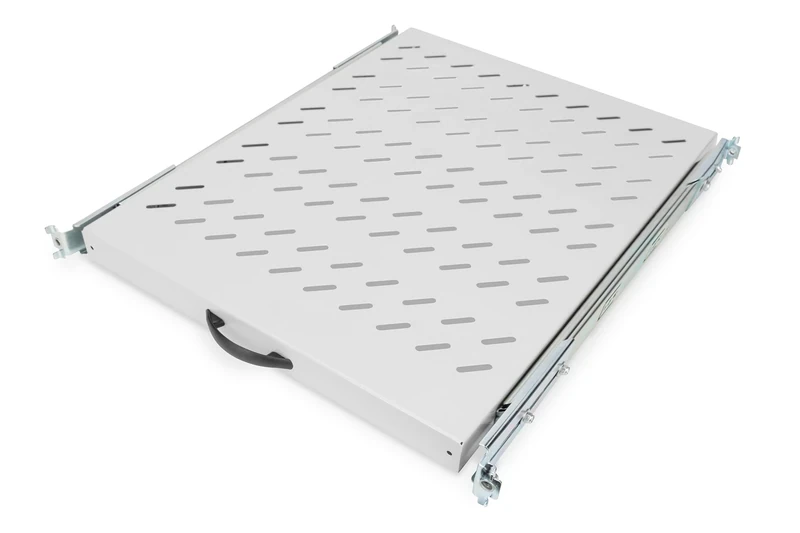 DIGITUS Pull-out shelf - 19-inch - 1U - Front and rear mounting - Load capacity 25 kg - For network and server cabinets - From 800 mm cabinet depth - Grey