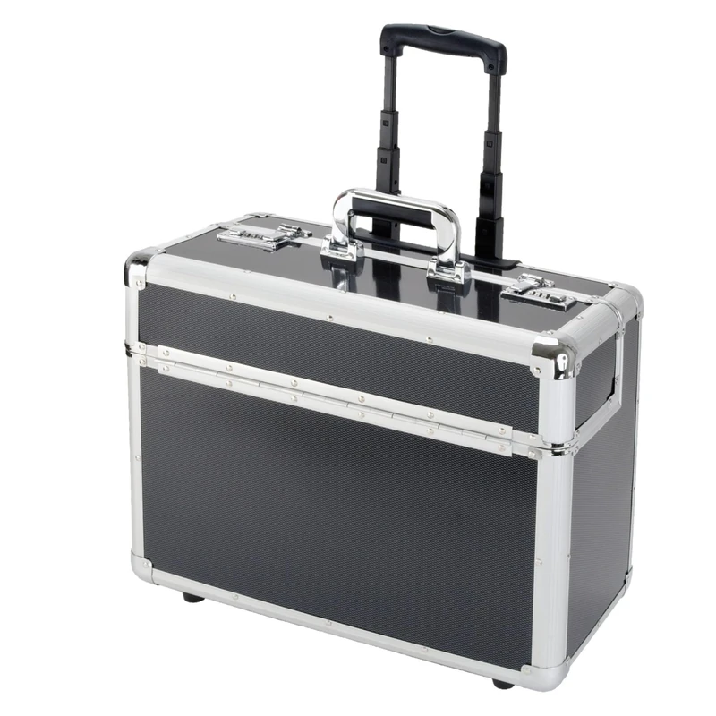 Alumaxx Trolley Pilot Case Laptop Compartment 2 Combination Locks Silver-Carbon Aluminium Ref 45129