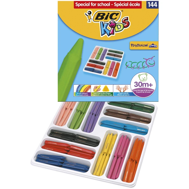 BIC Kids Plastidecor Triangle Colouring Crayons 144 Classpack