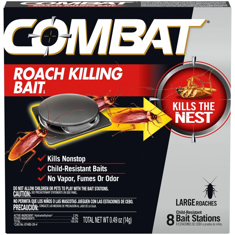 Combat Roach Killing Bait - 8 Stations, Hydramethylnon, Nest Control