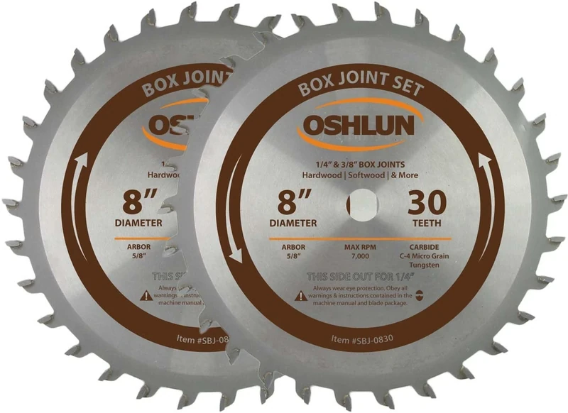 Oshlun 8-Inch Box and Finger Joint Set - Tungsten Carbide Blades - Wood Compatible