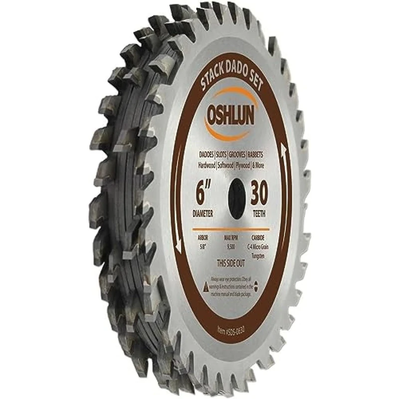 OSHLUN SDS-0630 6-Inch 30 Tooth Stack Dado Set with 5/8-Inch Arbor