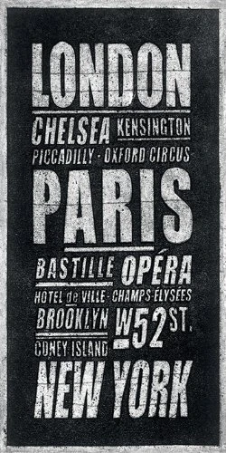 The Art Group Barry Goodman London Paris New York Canvas Print, Multi-Colour, 50 x 100 cm