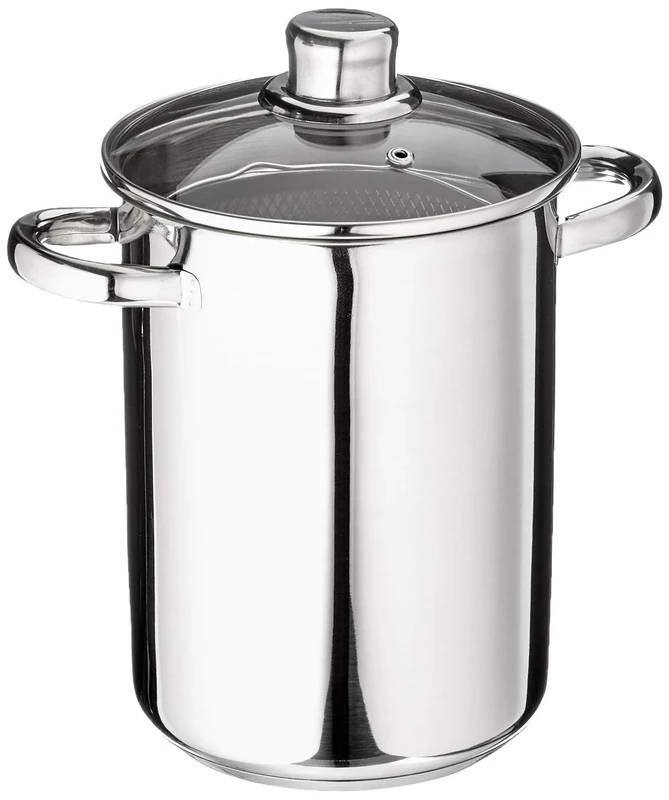Baumalu - Stainless Steel Asparagus Cooker - Glass Lid, Stainless Steel Handles - All Heat Sources Including Induction - Triple Base Diffuser - Diameter 16cm, 25 x 17 x 23 cm