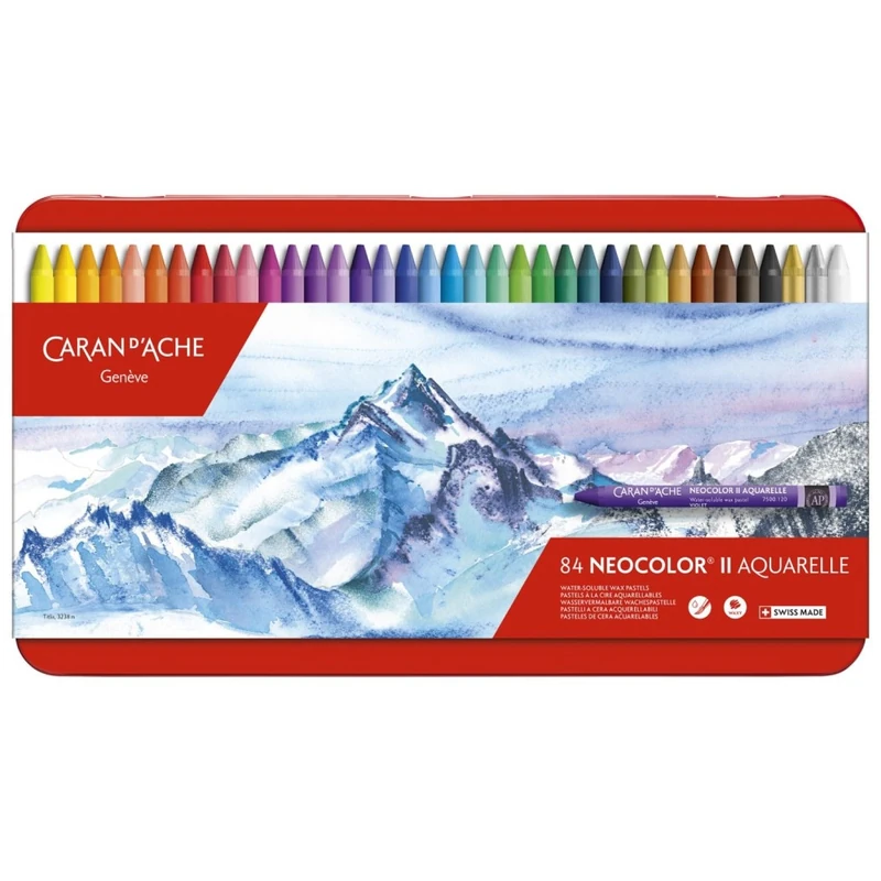 Caran d'Ache Neocolor Water Soluble Pastels - 84 Colors Tin