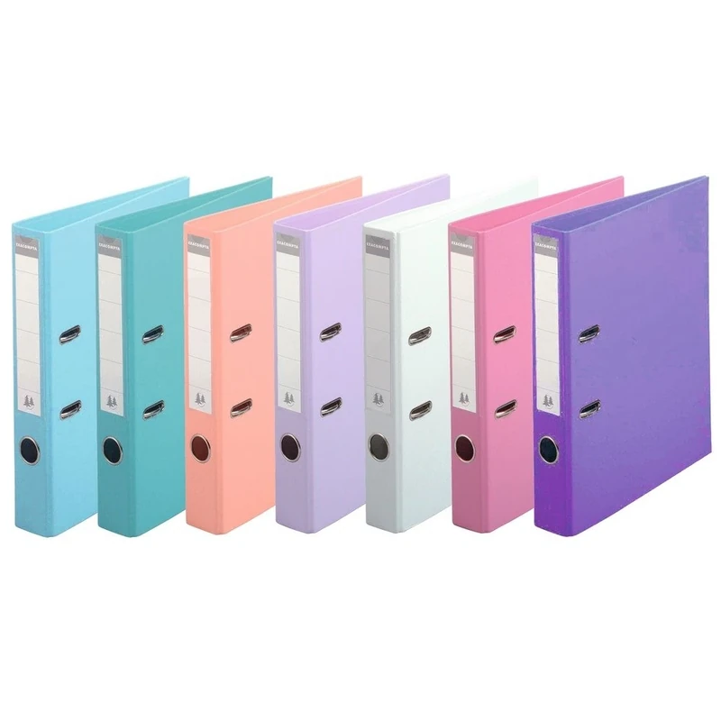 Exacompta - Ref 53044E - Prem'Touch PVC Lever Arch File - 320 x 290mm in Size, 2 Rings, Can Hold A4 Documents, 50mm Spine, 55mm Rings, FSC-Certified - Assorted Pastel Colours (Pack of 10)