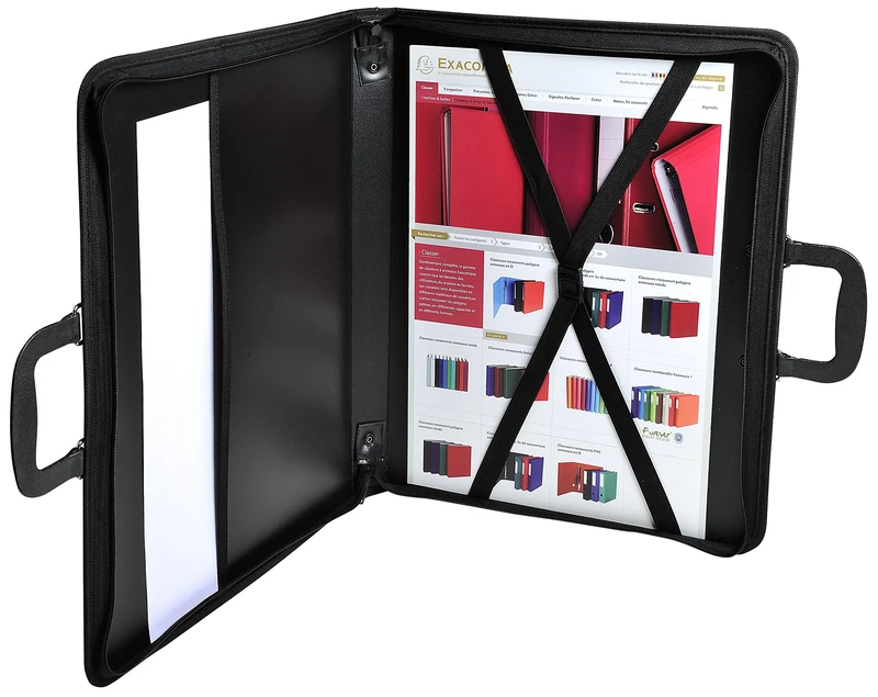 Clairefontaine - Ref ZPC-A2Z - Goldline PP Presentation Case (without rings) - A2 Sized, Lightweight & Durable, Full Interior Pocket, Elastic Straps, Nylon Zip - Black