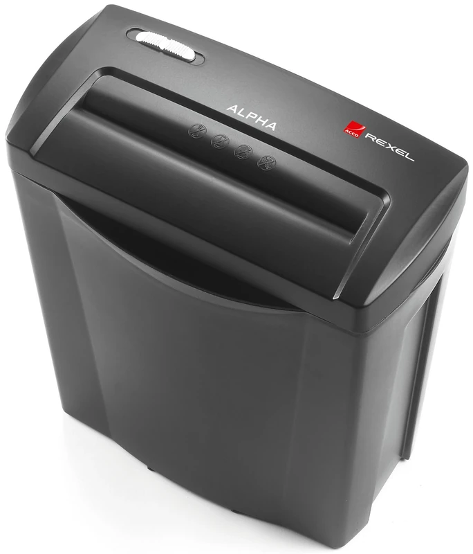Rexel 2102023 Alpha 5 Sheet Manual Cross Cut Shredder for Home or Small Office Use, 14 Litre Bin, Black