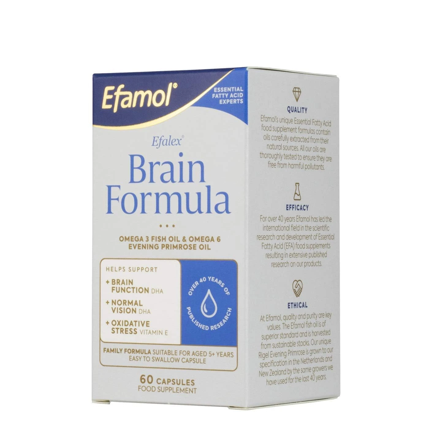 Efamol Efalex Brain Formula Capsules - 60 Fish Oil Capsules | Fish Oil Omega 3 Brain Supplement & Omega 6 Evening Primrose Oil | DHA Supports Normal Brain Function | Suitable from 5+
