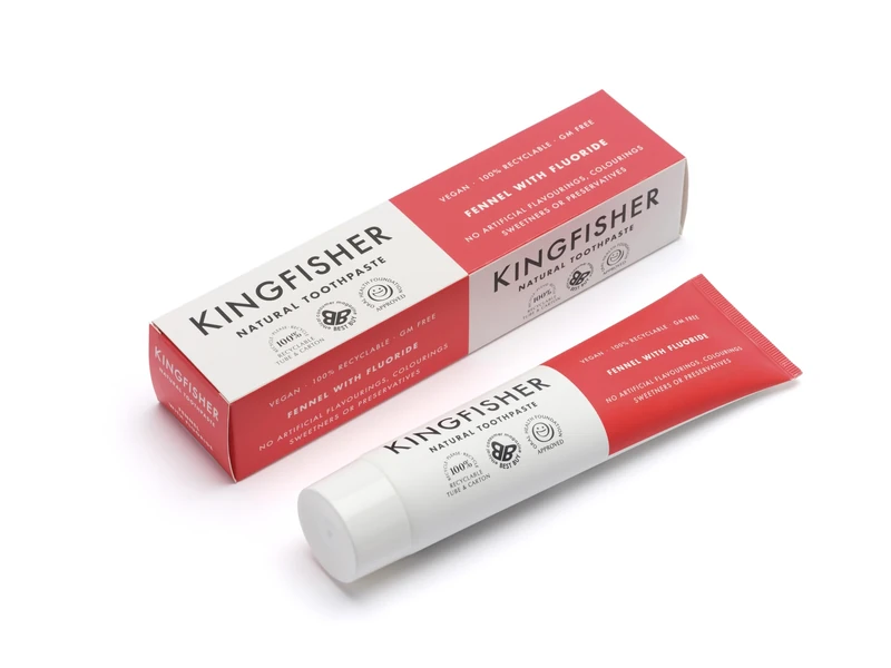 Kingfisher Natural Toothpaste Fennel with Fluoride | Suitable for Vegetarians & Vegans | Oral Health Foundation Approved | Gluten-Free & GM-Free | Ethical Consumer Best Buy | 1 x 100ml Tube