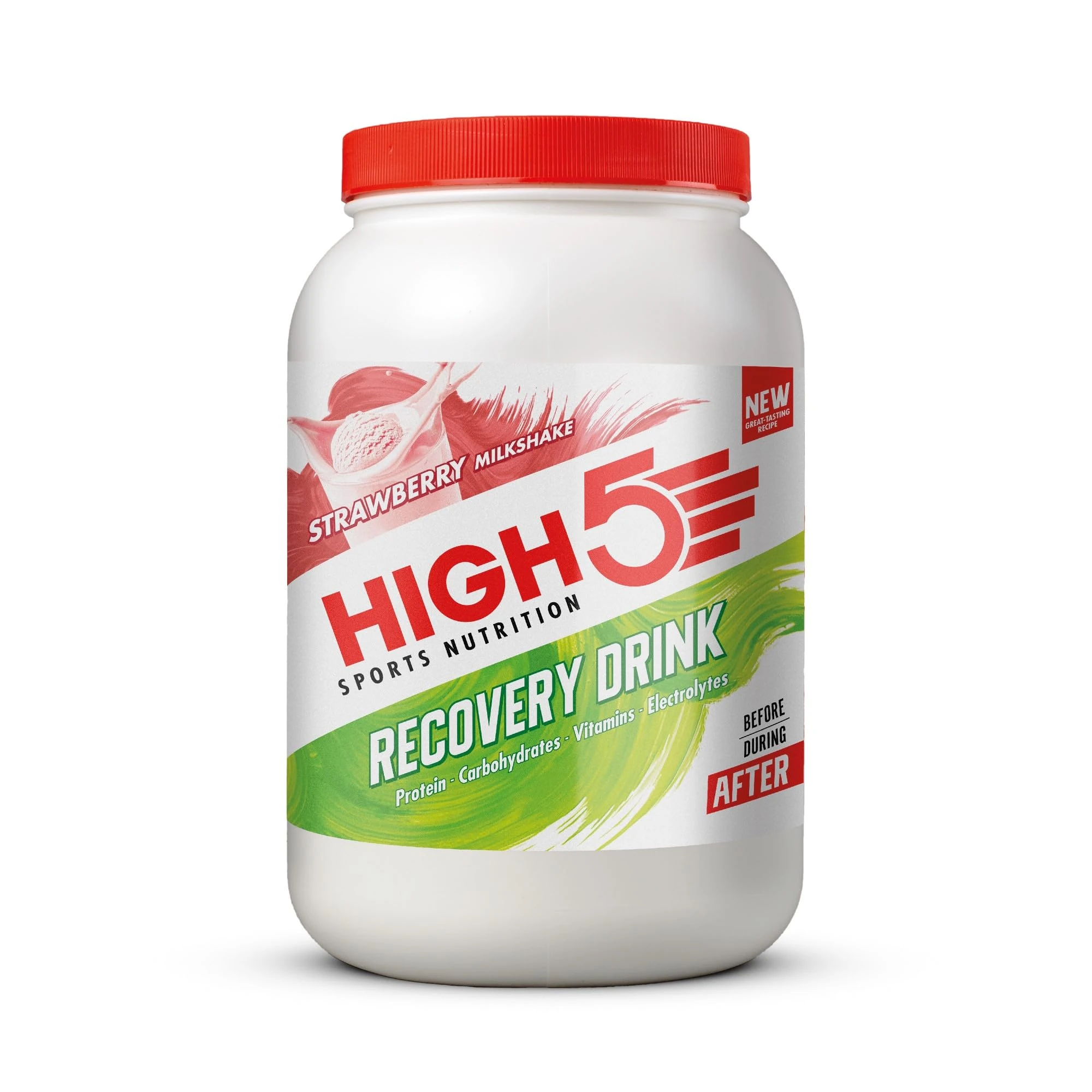 HIGH5 Recovery Drink - Carbohydrate and Whey Protein Powder (20g) for Muscle Recovery with Electrolytes Powder - Fast-Absorbing Post Workout Shake (Strawberry Milkshake, 1.6kg - 32 Servings)