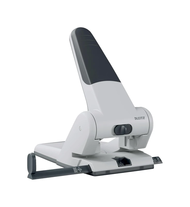 Leitz Heavy Duty Hole Punch, 65 Sheets, Guide Bar with Format Markings, Metal, 51800084 - Silver