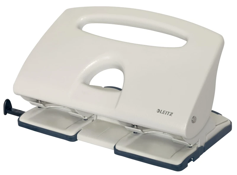 Leitz 4 Hole Punch, 40 Sheets, Guide Bar with Format Markings, Metal, 51320085 - Grey