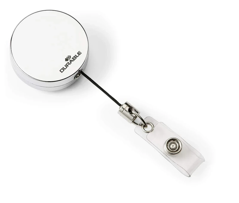 Durable Heavy Duty Badge Reel in Chrome | Pack of 10 | Ideal for Securely Holding Name Badges, Security Passes, Key Fobes, etc.
